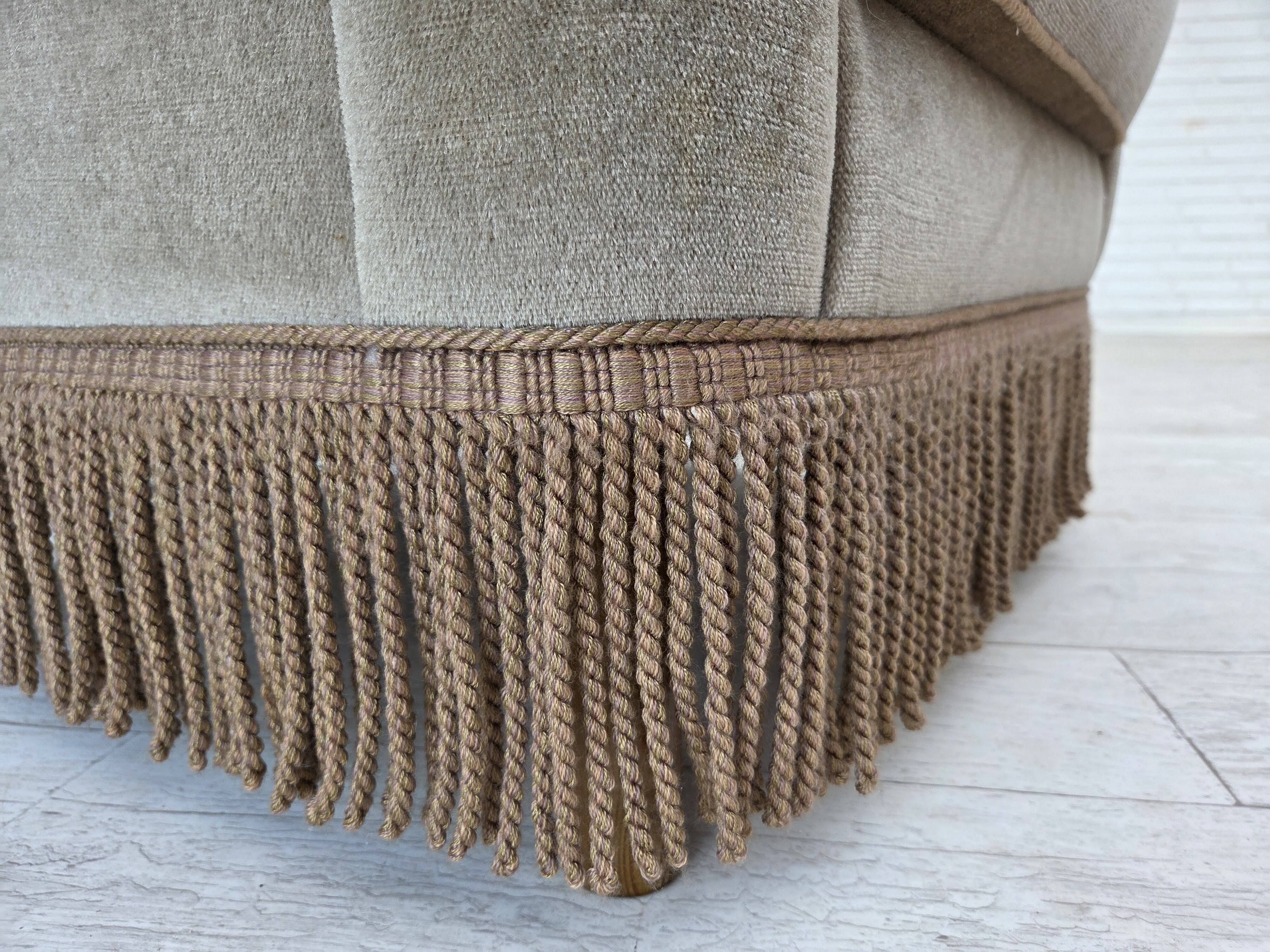 1970s, Danish armchair, original condition, furniture velour, beech wood.