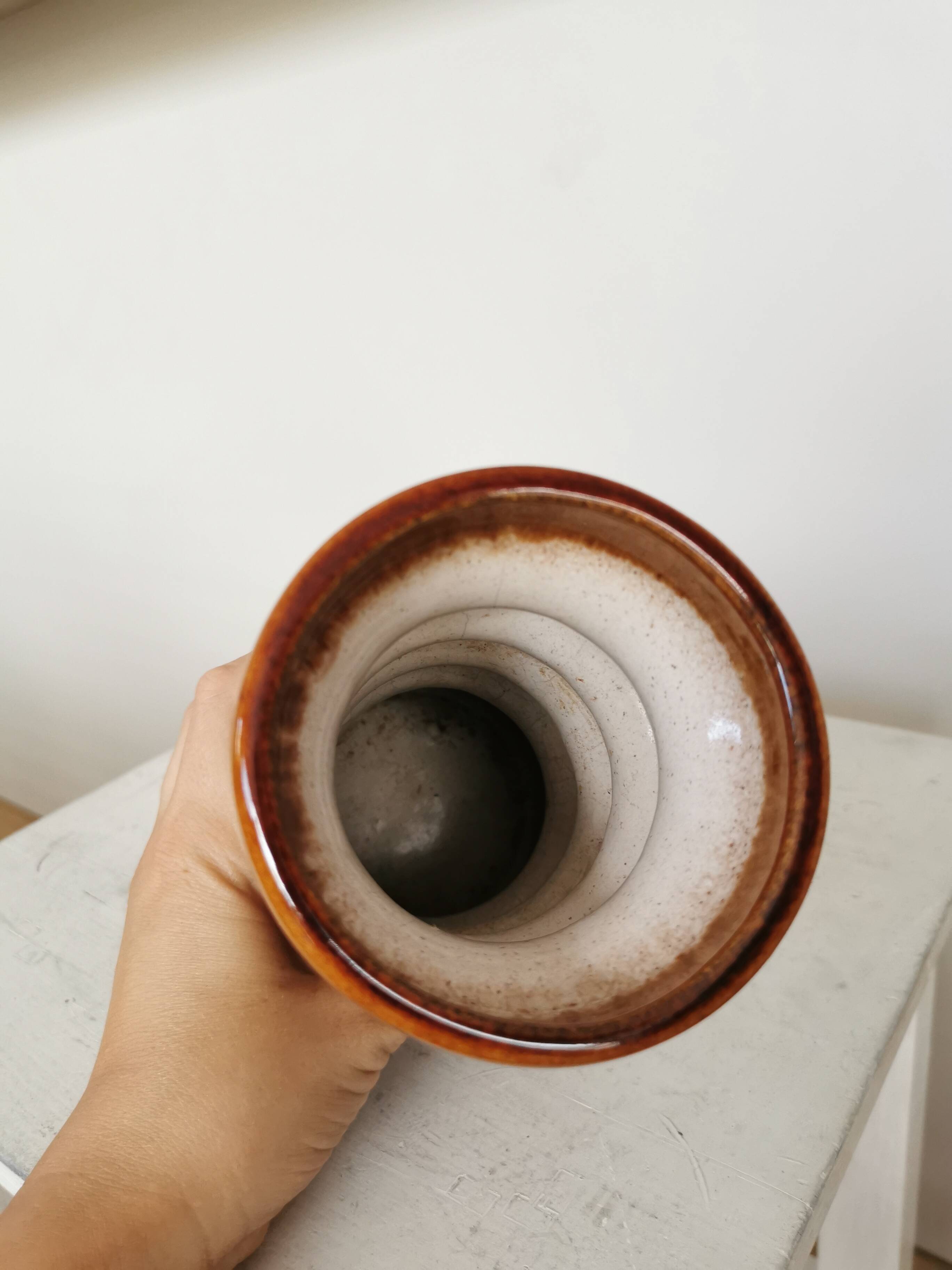 Vase vintage en céramique : poterie ouest-allemande des années 1970