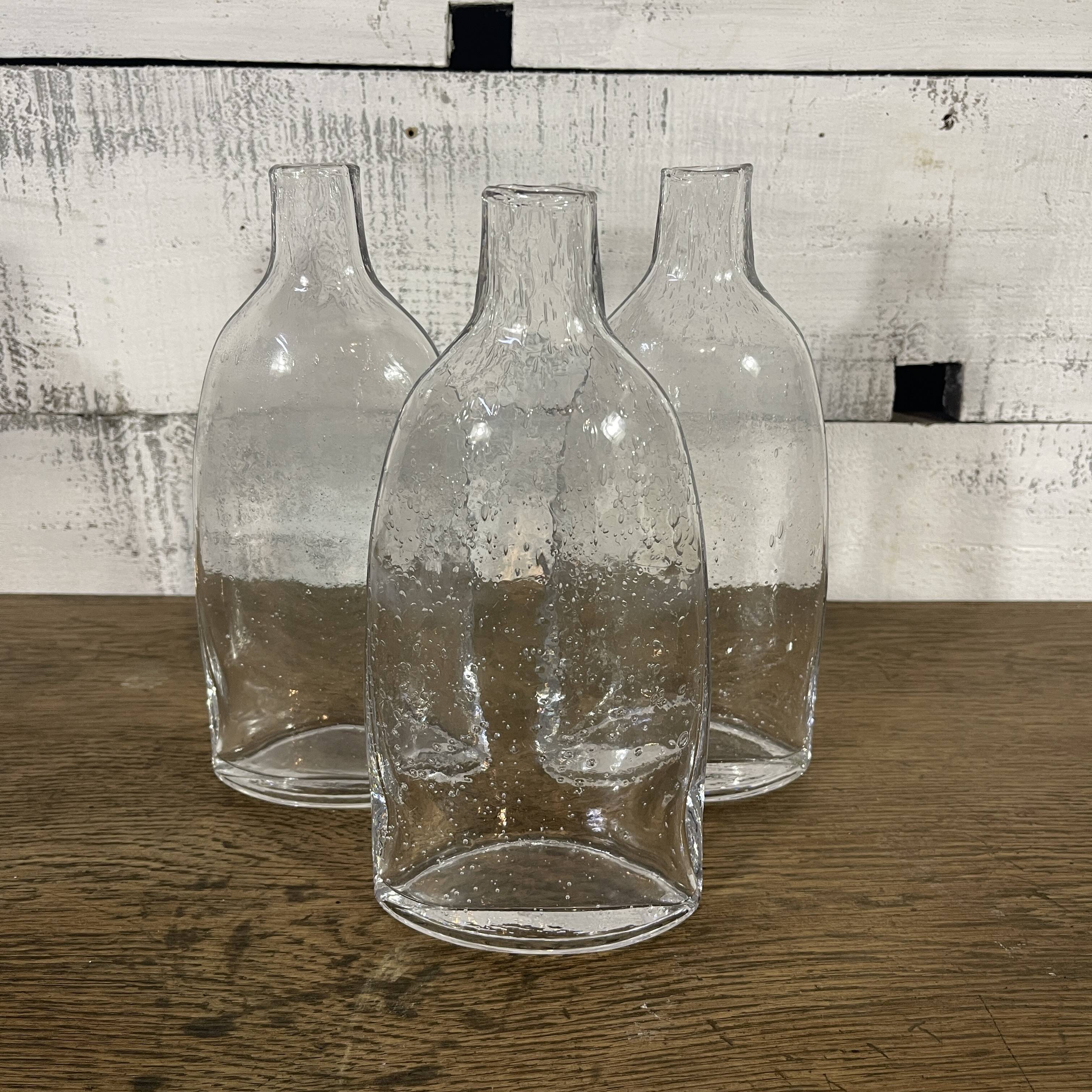 Series of 3 bubbled glass vases