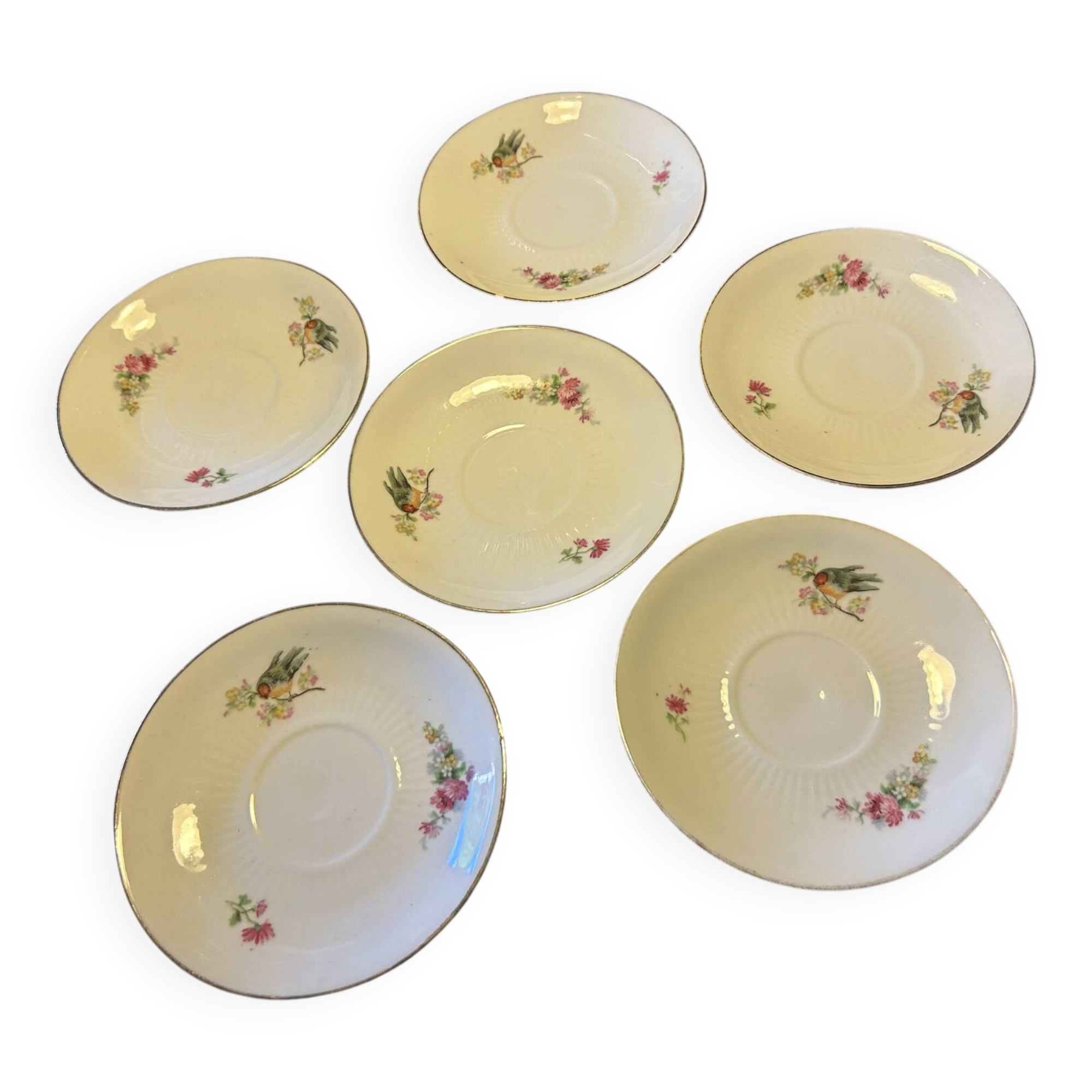 Set of 6 antique porcelain saucers