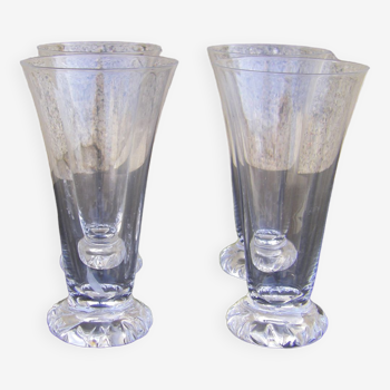 Series of four Daum crystal glasses France