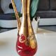 Vase/Ewer in blown Murano Art Glass/Trefuochi model, in ruby red & gold colours