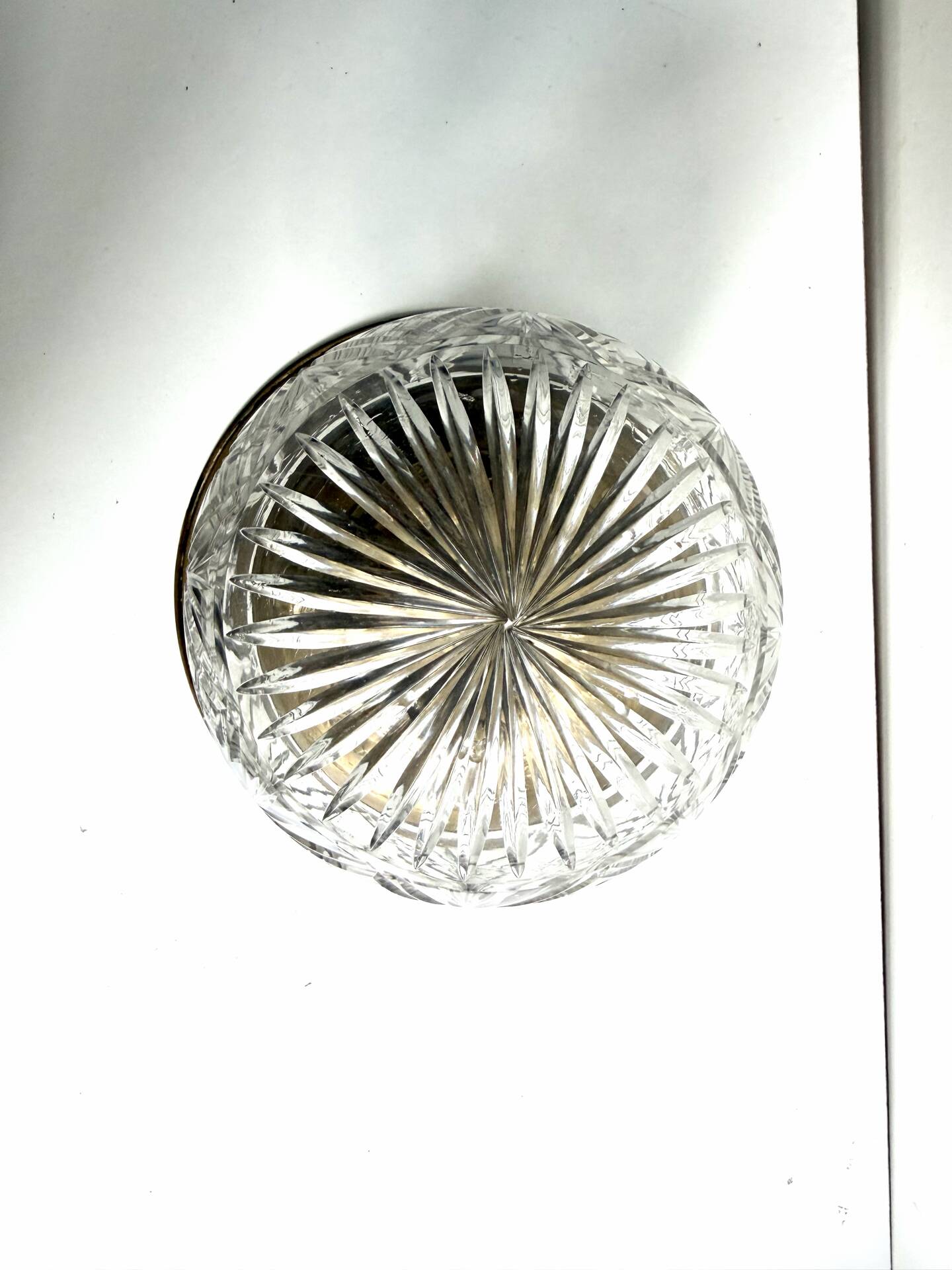 Scandinavian Art Deco Ceiling Lamp in Brass & Glass