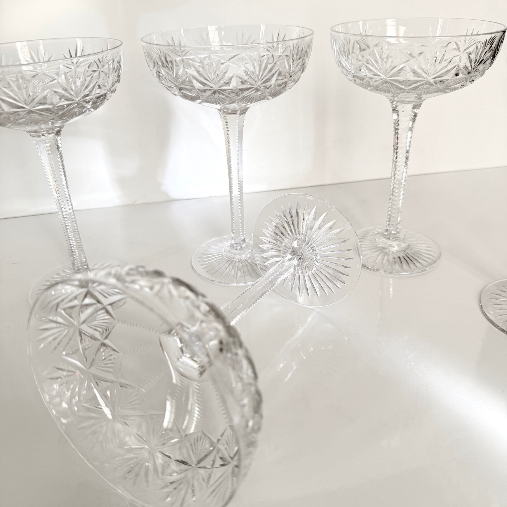 Set of 5 crystal champagne glasses from Saint-Louis | Gavarni model