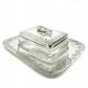Art deco sardine container, silver-plated brass, crystal, belgium, 1930s