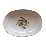 Flat faience of Lunéville China Keller & Guerin 1889 "Chaillot of Vercor" decoration in engraving enhanced drawing flowers