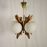 Midcentury Wood Chandelier, 1970s
