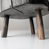 Wabi-Sabi black ebonised wood stool with butterfly joints