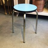 Round stool in blue formica