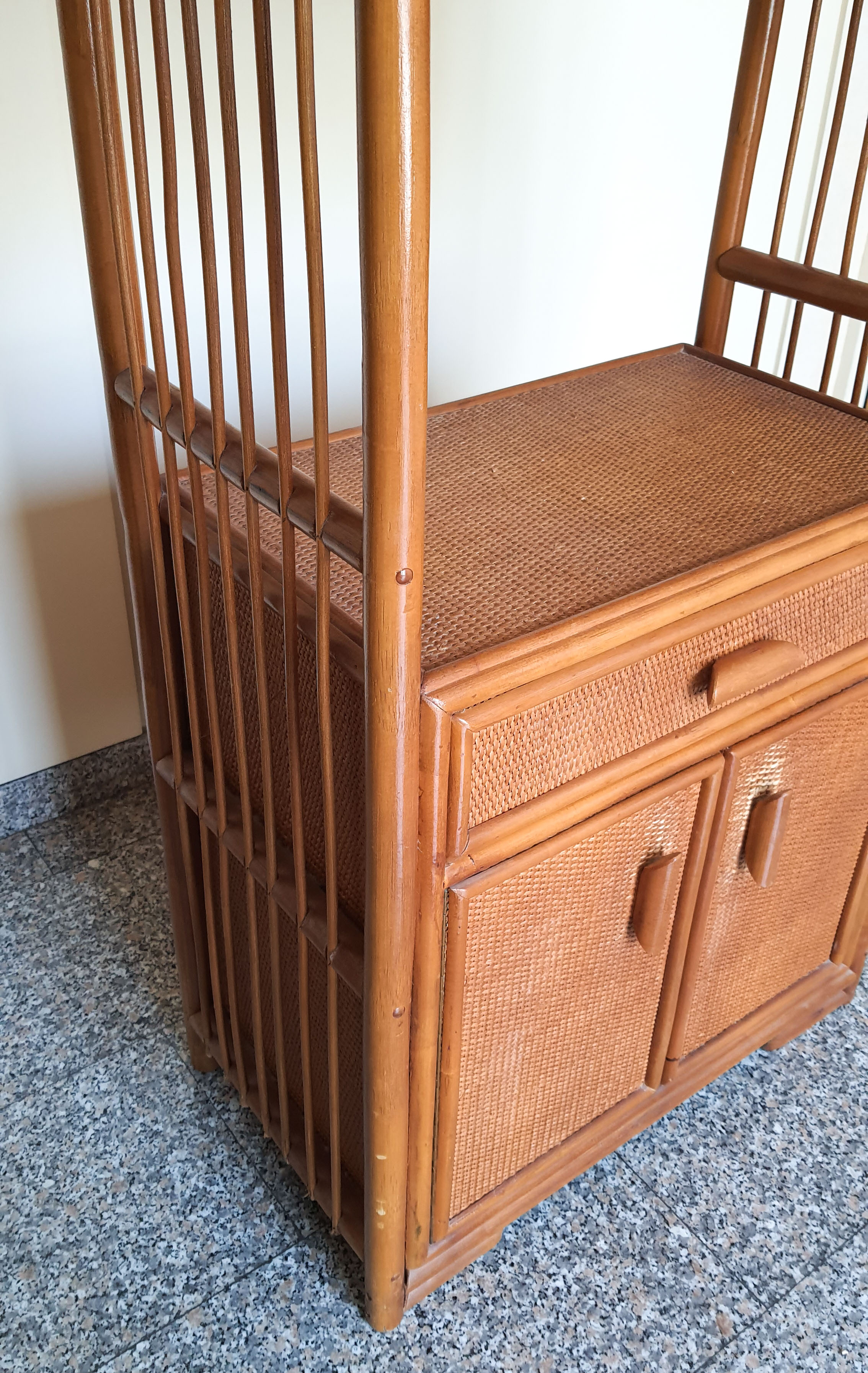 Rattan library and vintage bamboo