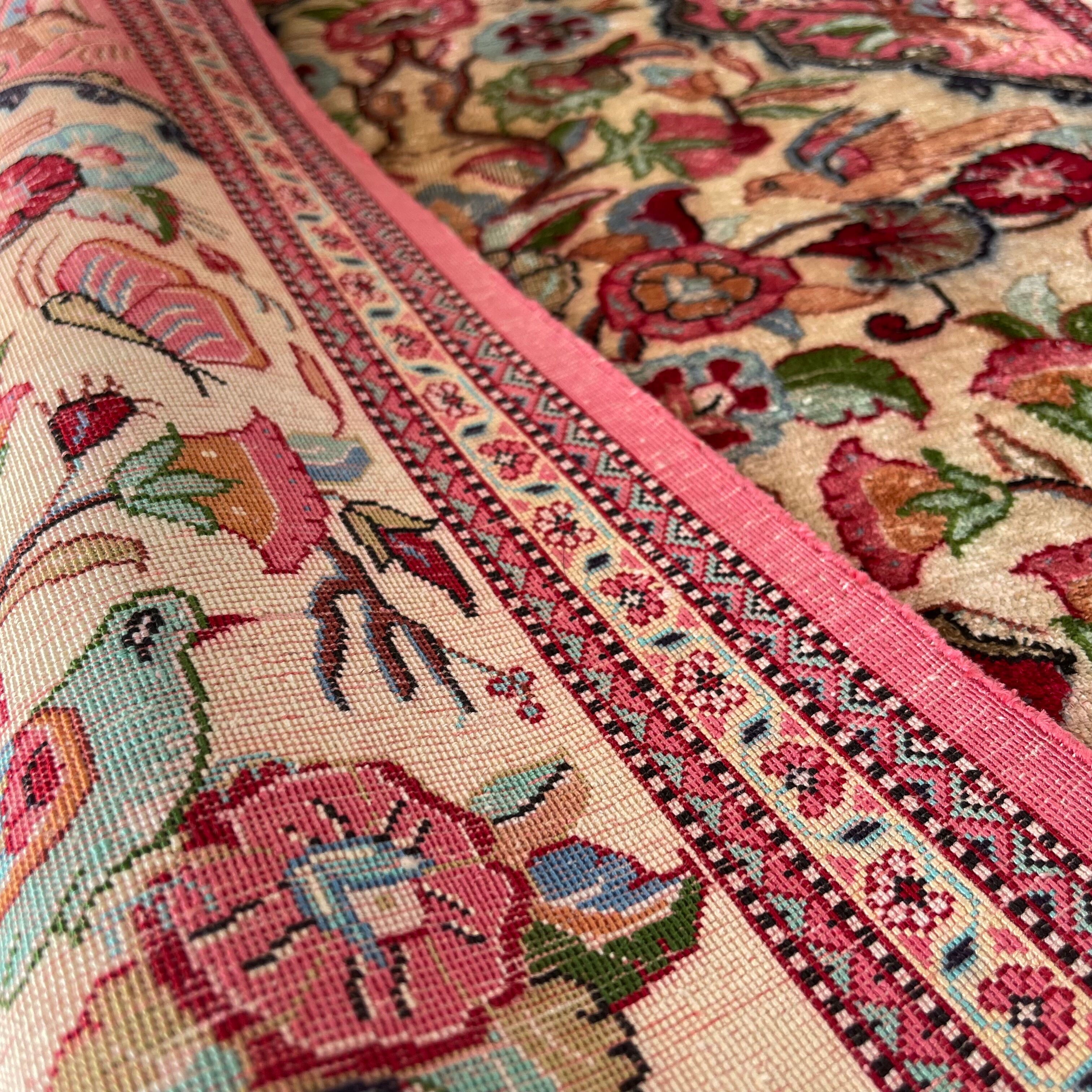 Antique Persian Qum Silk Rug, 77 x 57 cm