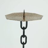 Outstanding large 21" candleholder brutalist design iron copper true vintage 1960s xxl candlestick