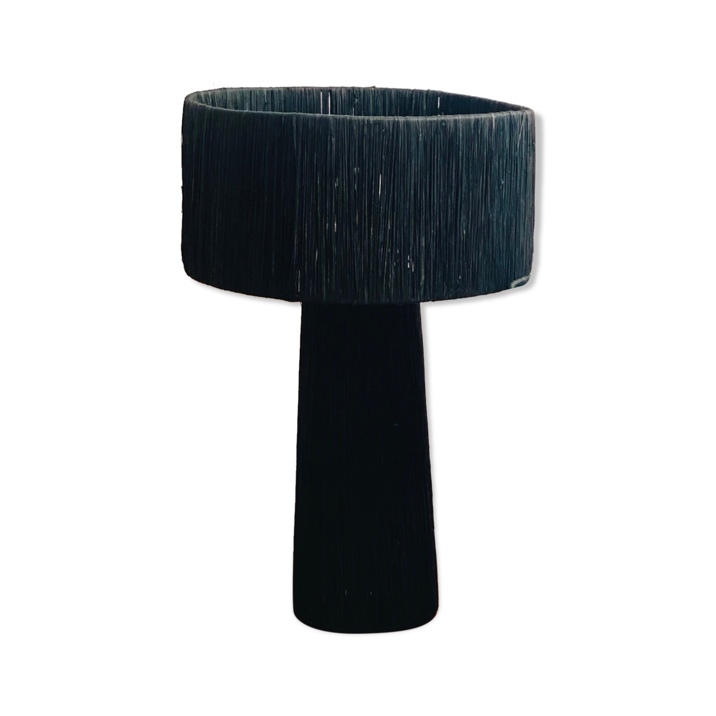 Minimalist black raffia bedside lamp size L