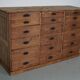 Antique Rustic German Pine Apothecary Cabinet / Bank of Drawers, 1900s