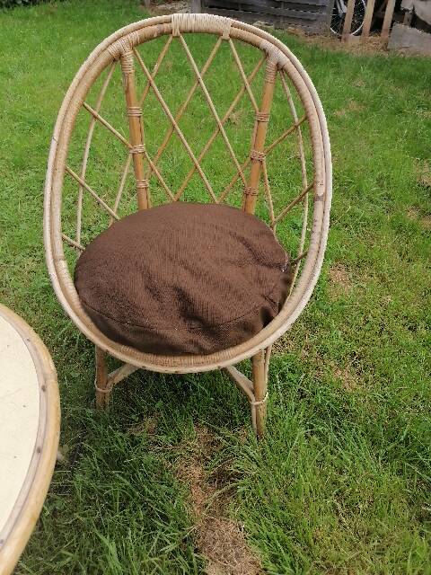 3-piece rattan wicker garden furniture set 1960 70