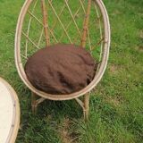 Salon jardin rotin osier 3 pièces 1960 70