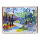 Original Swedish oil on canvas – “Saltsjöbadssommer” by Gustaf Höglund – 1969 – vintage & framed – 51 × 67 cm