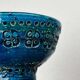 Mid-century modern blue ceramic candlestick Rimini by Aldo Londi for Bitossi, Italy, 1960s.