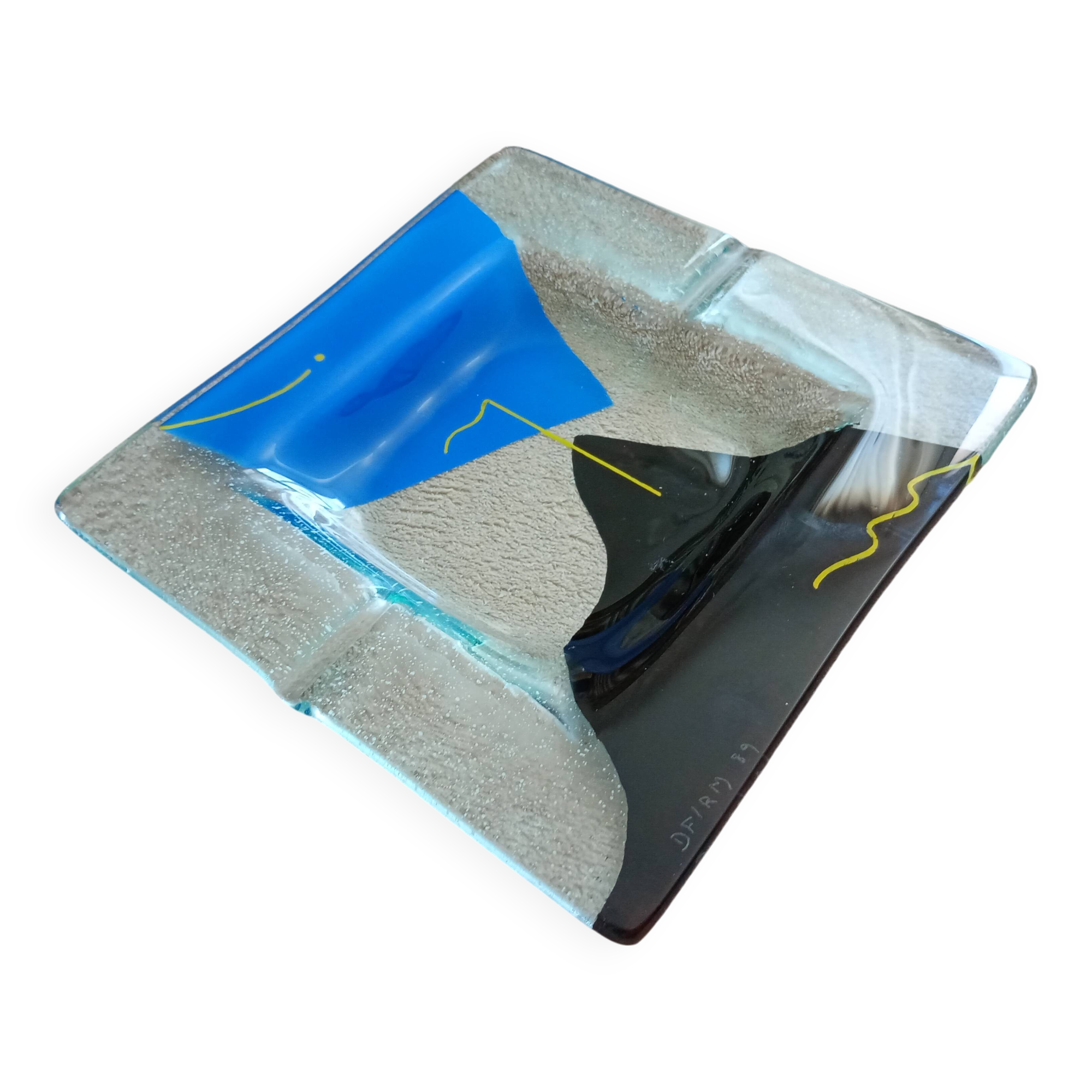 signed glass ashtray. Vintage 1990