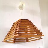 Wood pendant lamp design C.F.L. 70s