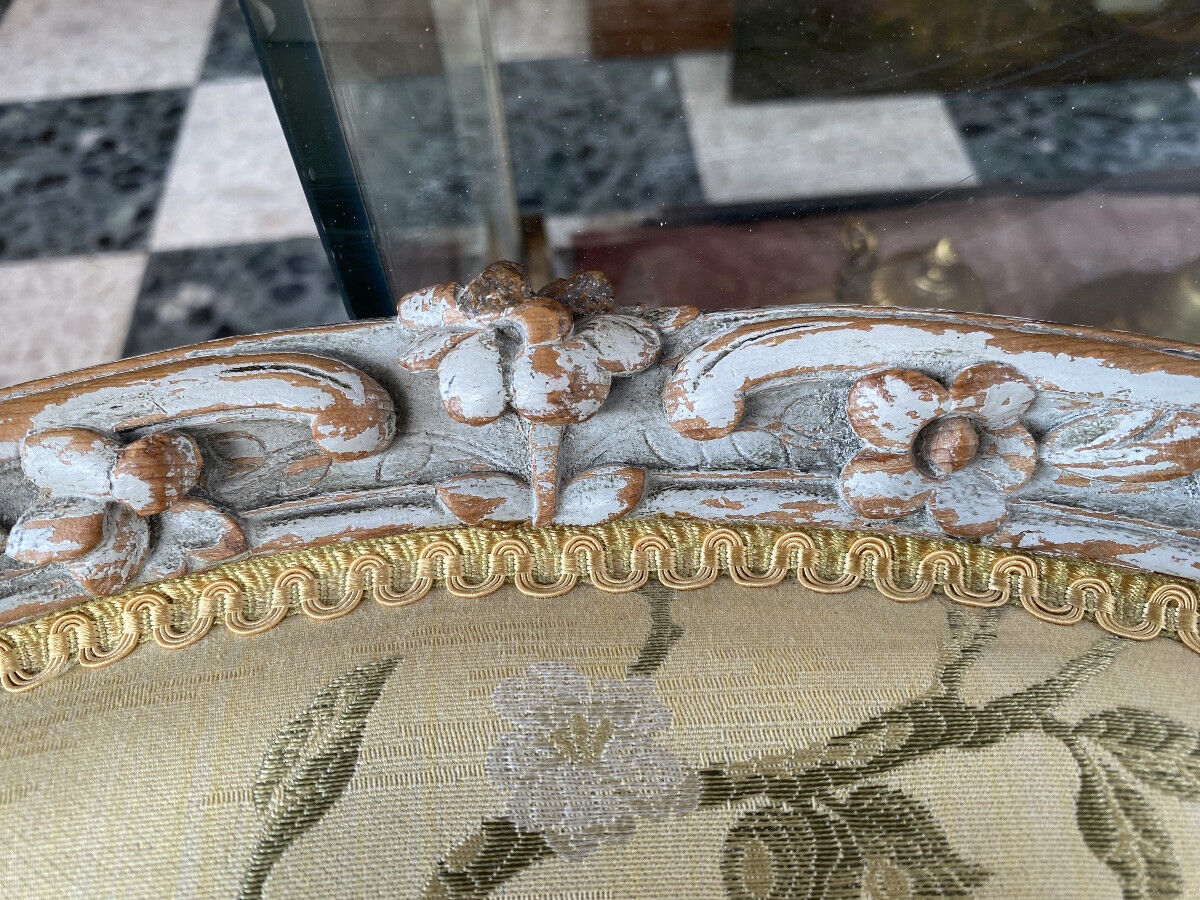 Pair of Louis XV style lacquered wood armchairs