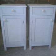 Tables de chevet allemandes vintage peintes en bleu, années 1950, lot de 2