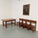 Set of table and 4 chairs, 60s mountain furniture