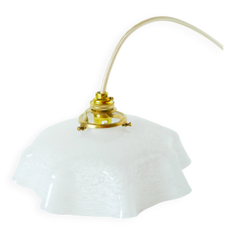 Clichy glass scalloped pendant, White, 1930