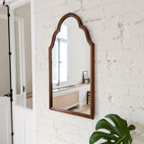 Miroir vintage en bois massif avec cadre sculpté ondulé