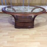 Table basse en merisier et verre