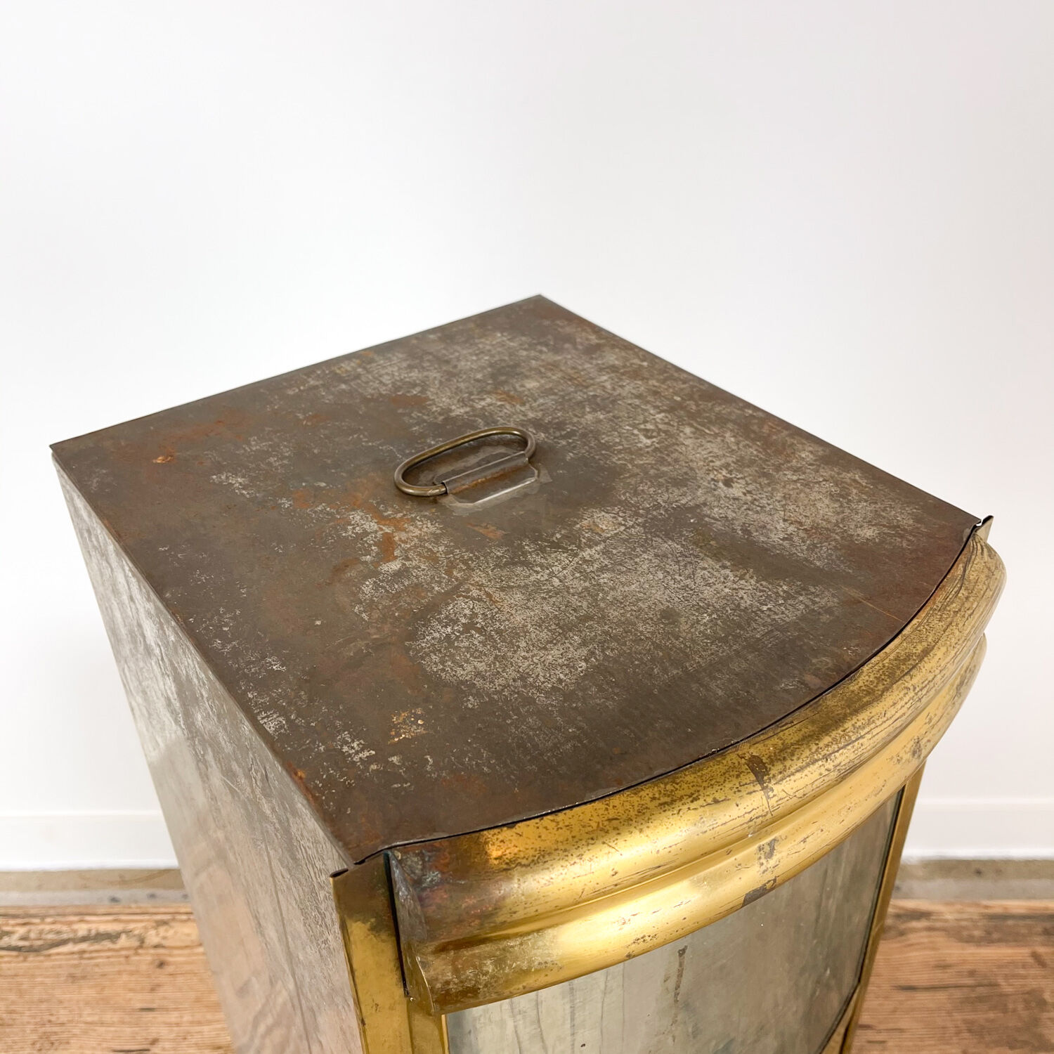 Vintage brass coffee bean dispenser store display