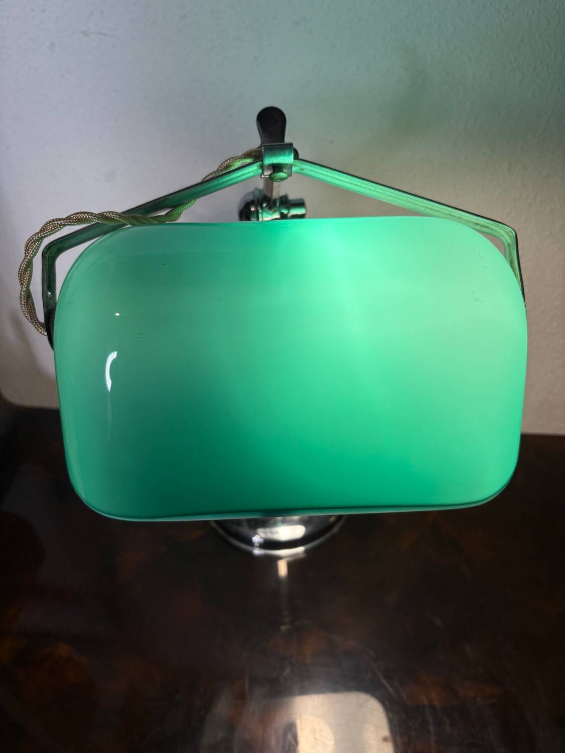 Desk lamp, notary, banker, green opaline, art deco 1930