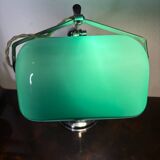 Lampe de bureau, notaire, banquier, opaline verte, art deco 1930
