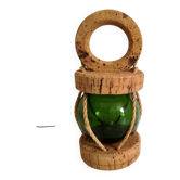 Vintage floating marine lamp made of cork and glass.