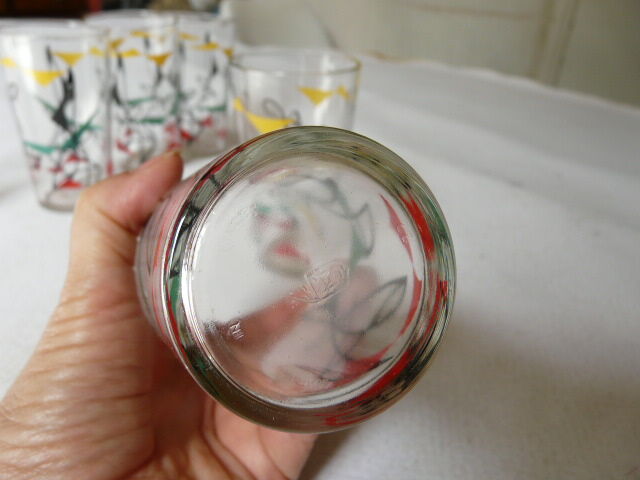 Set of 6 orange glasses in the 1960s