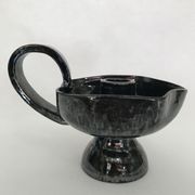 Black "hand- bougeoir with iridescents signed Fazio in Vallauris, circa 1950-1960