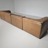 Modular "Jeep" sectional sofa in light brown leather by Anita Schmidt for Durlet, 1970.