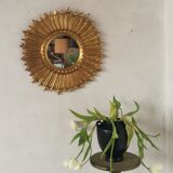 Mirror sun gilded wood