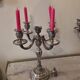 Pair of four-light candelabra in silver-plated metal in Louis style.