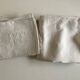Tablecloth and 8 damask linen napkins embroidered RT circa 1900.