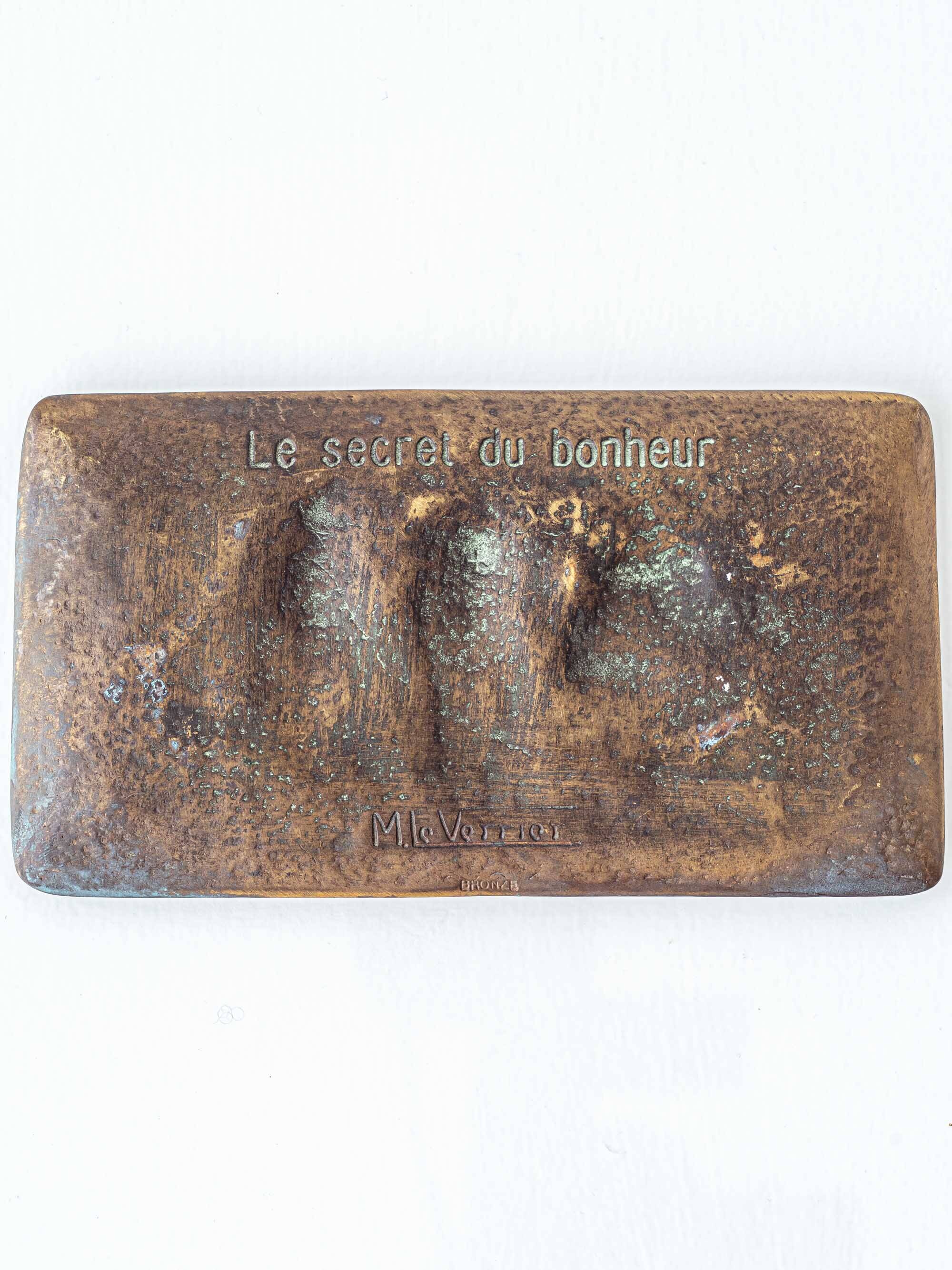 Max Le Verrier Art Deco Bronze Vide-Poche, Three Wise Monkeys, 1930s