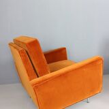 Pair of 1st edition easy chairs 25 BC by Florence Knoll in velvet, 1950s