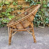 Vintage rattan and wicker armchair