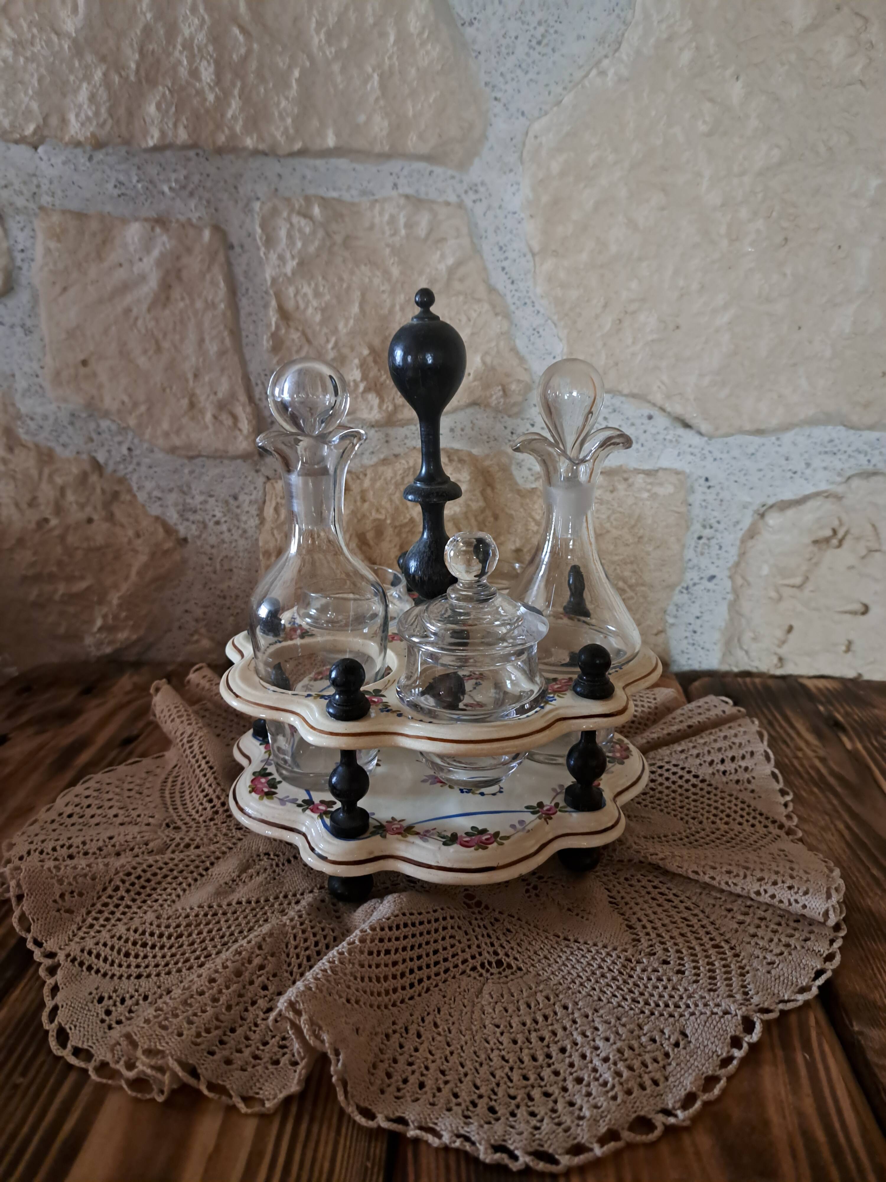 servant oil maker vinegar maker salt pepper shaker mustard pot Napoleon in Salins earthenware