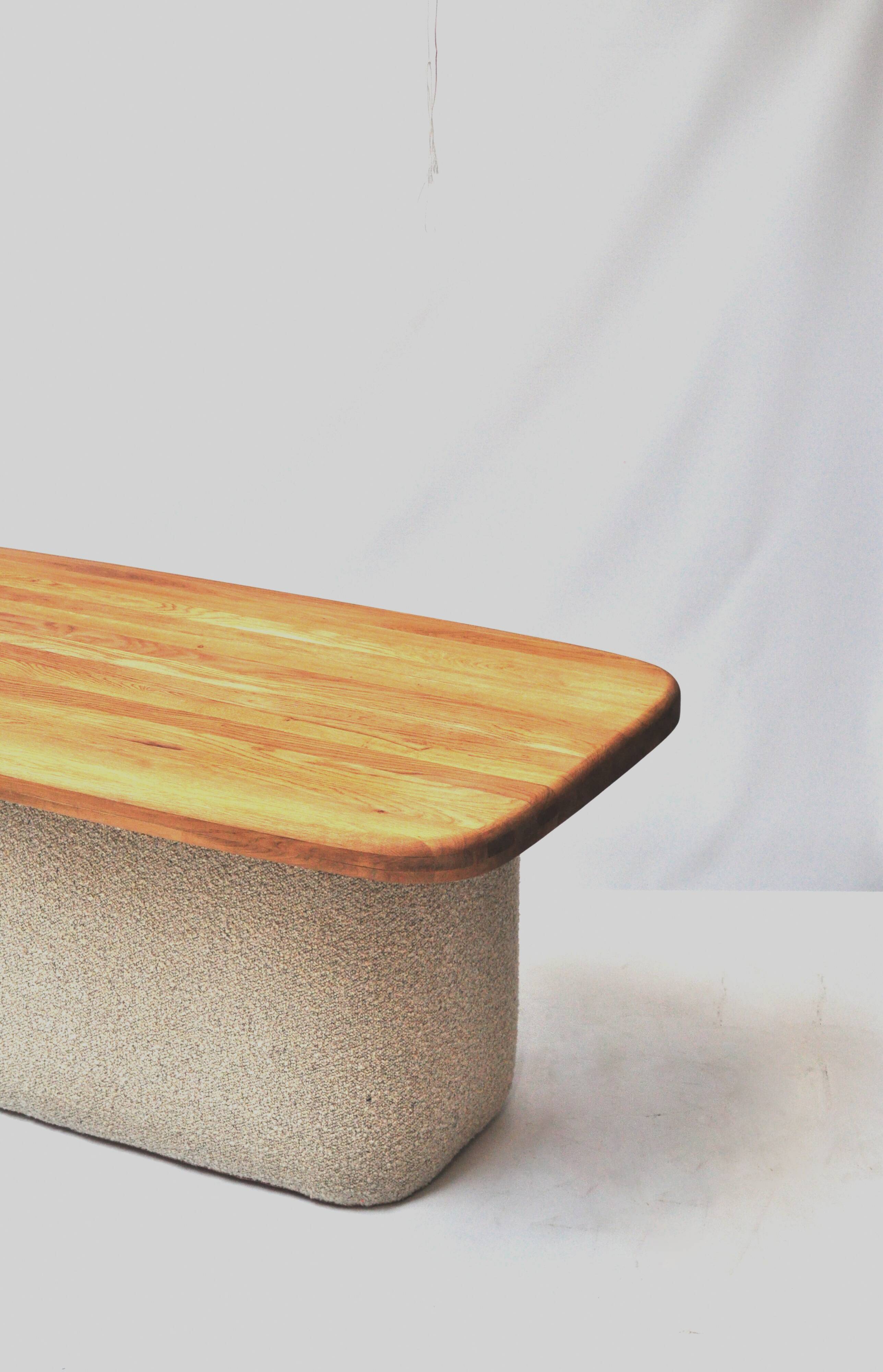 Soft Table — One-Off Sculptural Table in Reclaimed Oak and Wool by Zachte Z