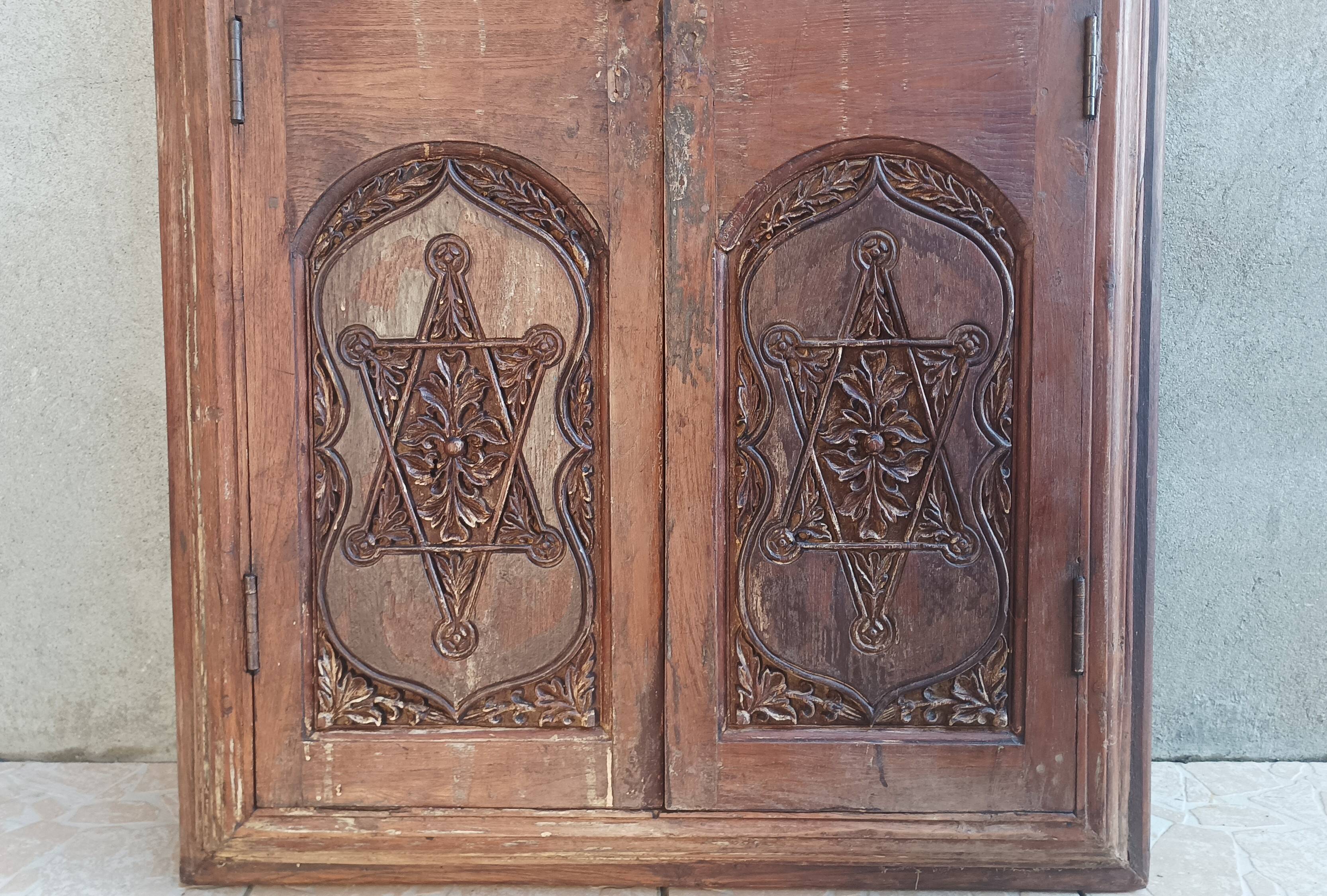 Old cupboard doors, beech wall bookcase (1)