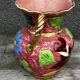Vase Vallauris rose bonbons décor Floral H 20 cm