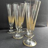 6 Champagne Flutes – Gold Crystal