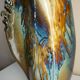 Vase en céramique émaillée, pièce unique, signé D. Prioton, col coquillage