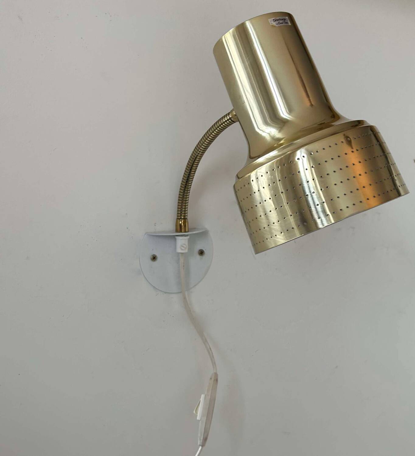 Vintage adjustable wall lamp, perforated brass, Carl Thore Suede 1960